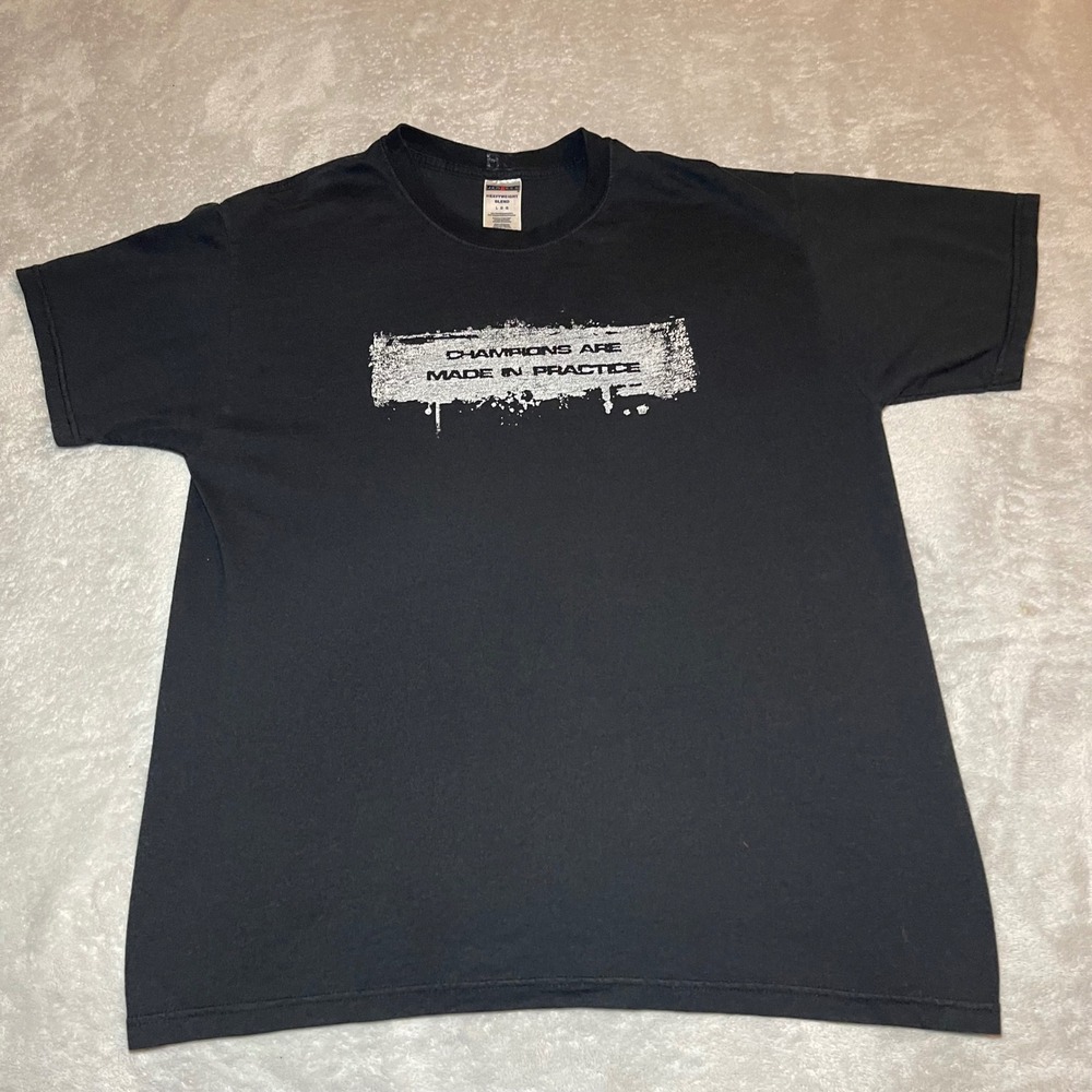 Streetwear T-Shirt Mens Large Black Champions Are Made In Practice Y2K Gym Tee